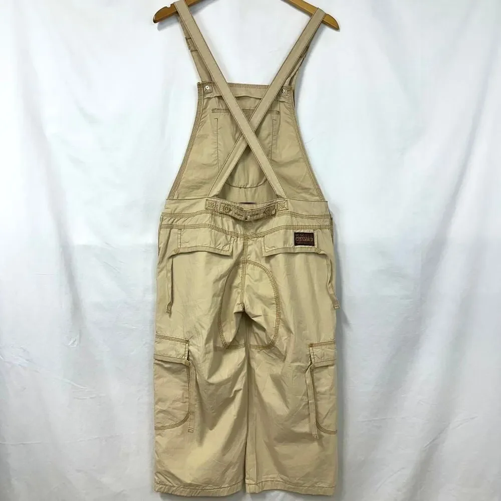 GRANE 2000s Y2K Tan Capri Overalls Cargo Baggy Juniors‎ 7 Pockets Indie Utility